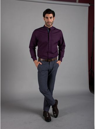 camisa color uva para hombre